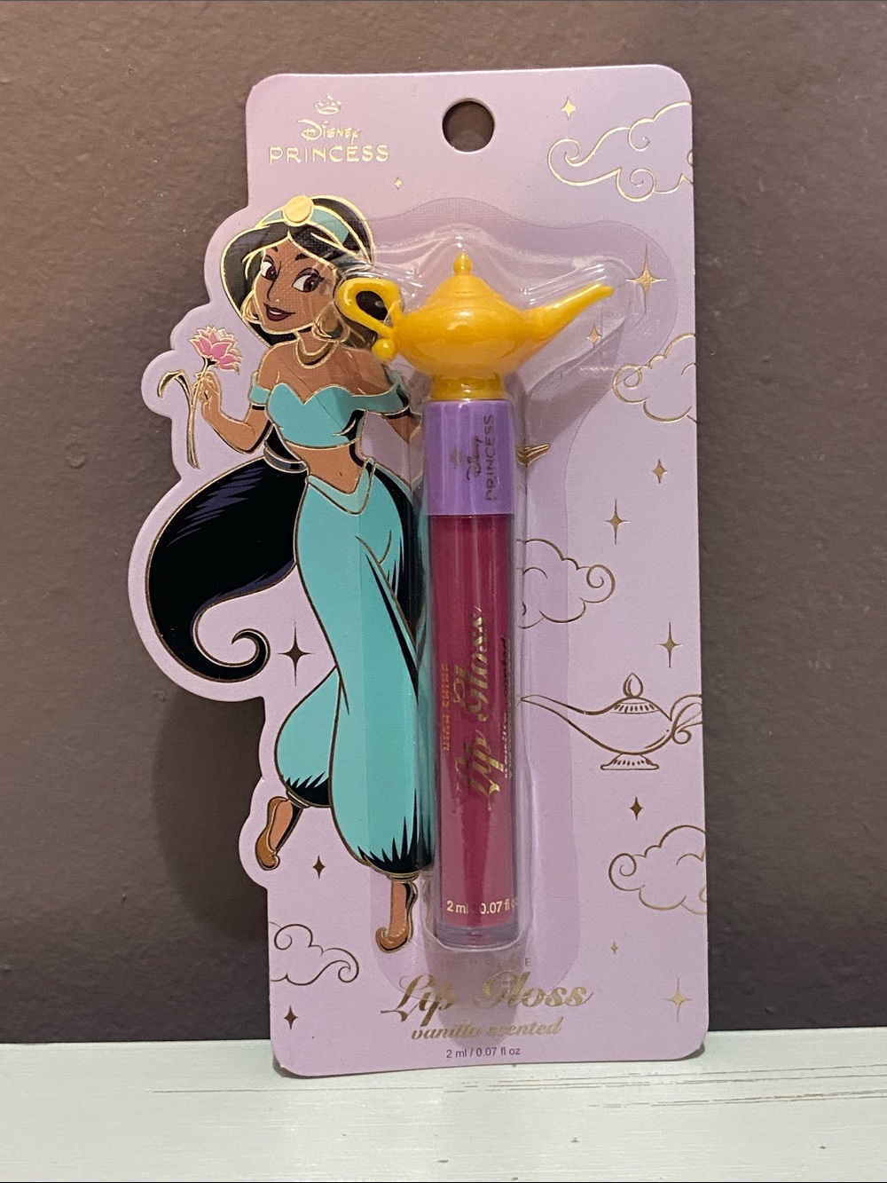 Princess Jasmine Pink Lip Gloss with Yellow Genie Lamp Cap